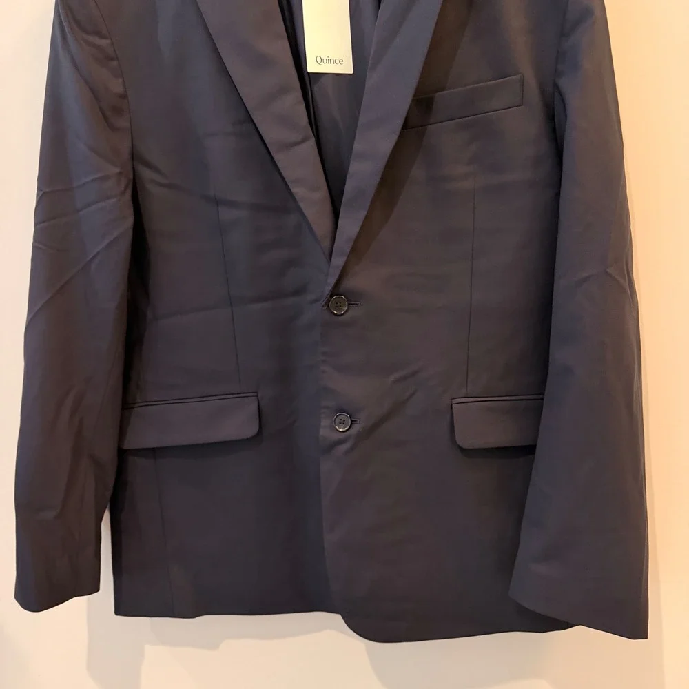Quince Stretch Wool Blazer Premium Italian Wool Modern Exec Nello Gori Navy NWT